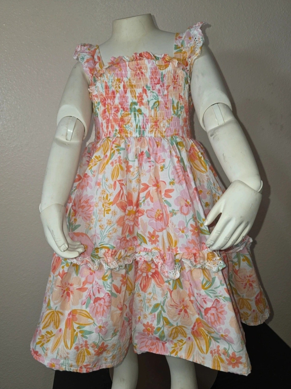 Haute Hippie Pink Floral Ruffled Smocked Dress